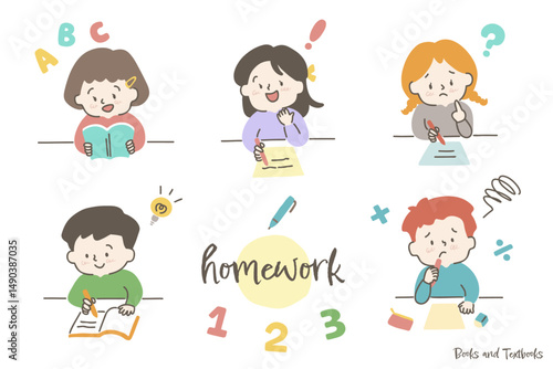 勉強をする子供たち