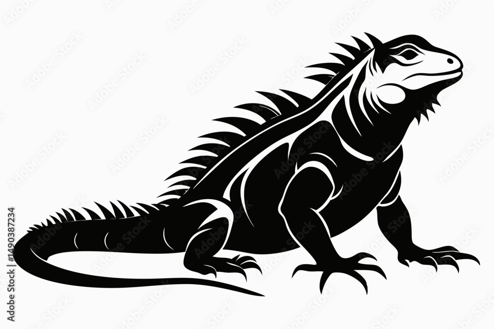 iguana silhouette line art vector illustration with a white background iguana silhouette line art vector illustration with a white background