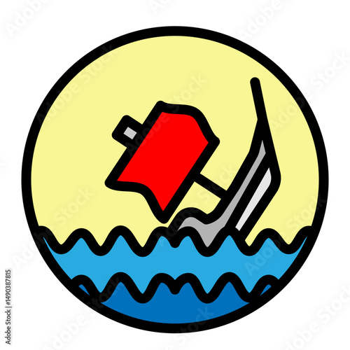 Washed Ashore Shipwreck Vector Filled Icon Design