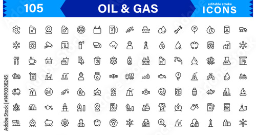 Explore this professional Oil and Gas Industry Icon Set designed for energy, fuel, and petroleum-related visuals.