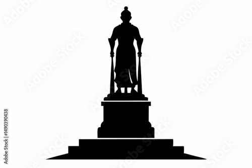 statue silhouette line art vector illustration with a white background