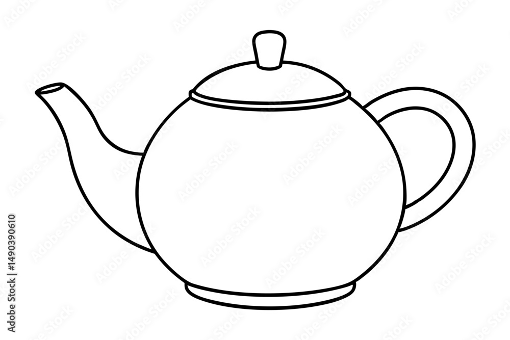 Obraz premium teapot silhouette line art vector illustration with a white background