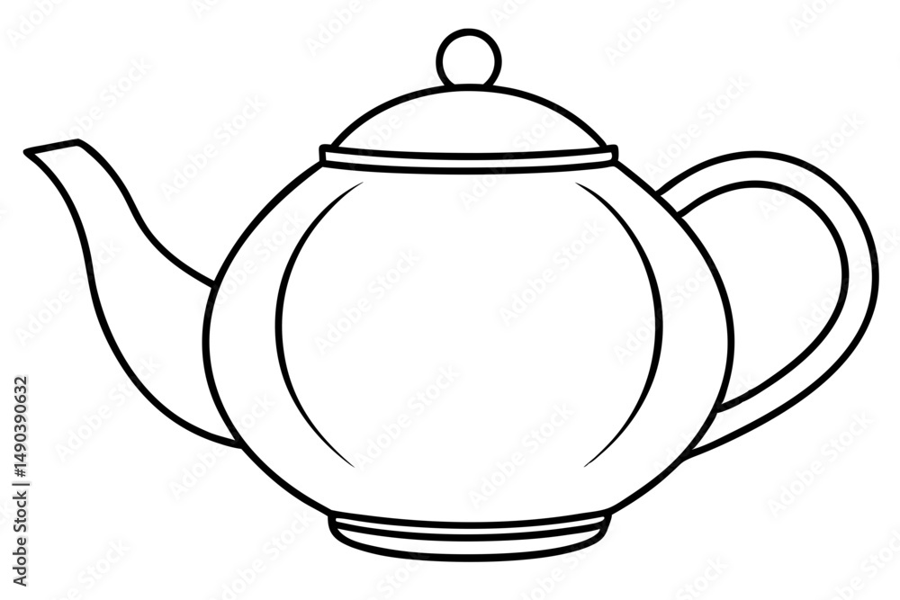 teapot silhouette line art vector illustration with a white background teapot silhouette line art vector illustration with a white background
