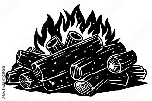 Stacked Firewood Clipart Design