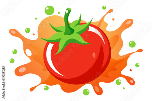 Juicy Tomato Splash Clipart Design