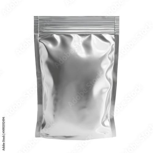 Silver Retort Pouch Mockup Template Isolated on Transparent Background
