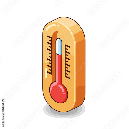 Thermometer displaying temperature in vibrant orange and red colors  