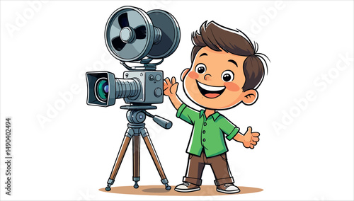 A professional photographer with a digital camera and tripod films a silhouette for a television program