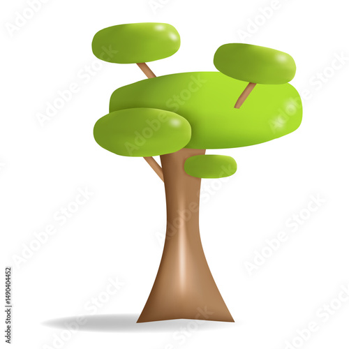 Vector illustration of a tree with a volumetric oval crown in 3D style