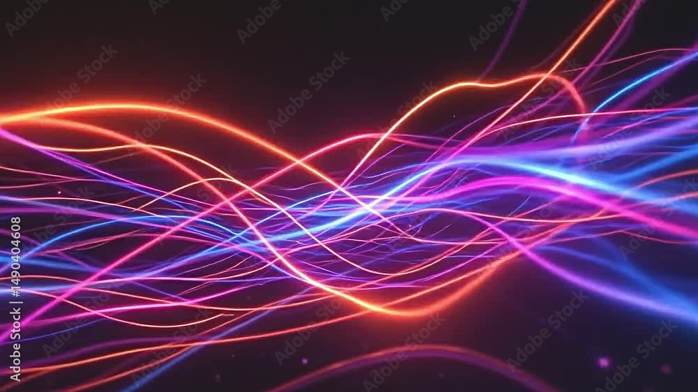 fast paced neon line animations, intertwining and overlapping in a fluid motion, bold color contrasts and electric tones, creating a sense of movement and depth fast paced neon line animations, intertwining and overlapping in a fluid motion, bold color contrasts and electric tones, creating a sense of movement and depth