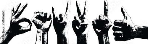 hand finger gesture pack ok sign yes thumb pointing metal love fist clench
