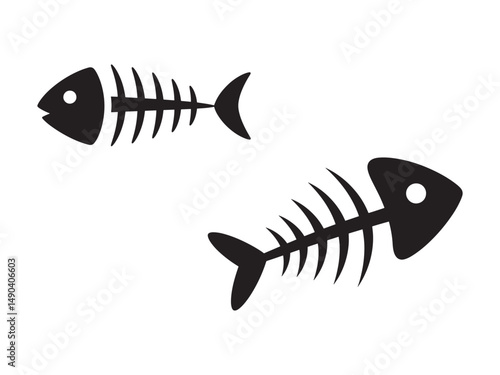 fish skeleton icon from drinks collection. Filled fish skeleton, skeleton, fish glyph icons isolated on white background. Black vector fish skeleton sign, symbol for web design and mobile apps