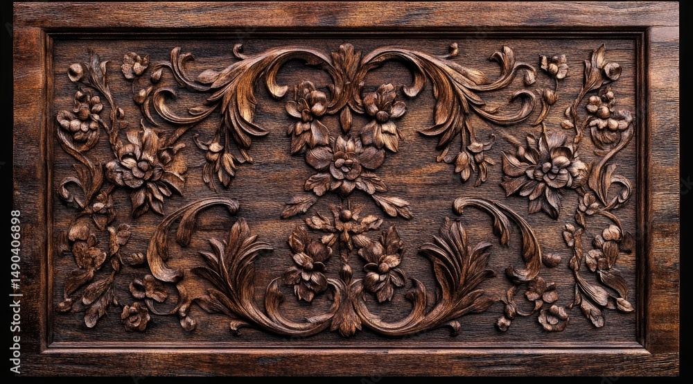 Intricate floral and avian wood carving Intricate floral and avian wood carving