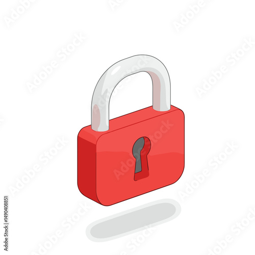 Red padlock with white shackle in a minimalist design  