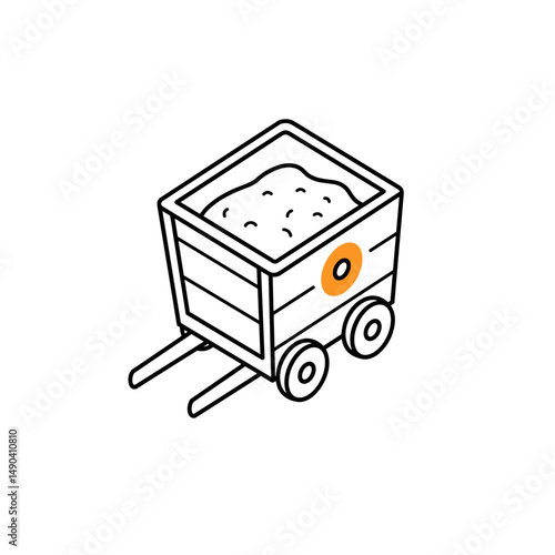 Grain cart filled with soil on wheels in simple design  