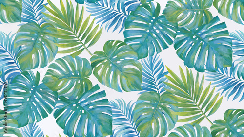 Vibrant Tropical Leaf Pattern Seamless Background. 