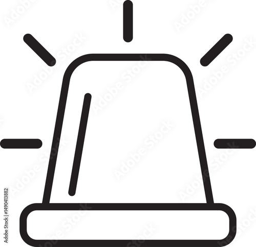 Print ambulance siren icon set with outline