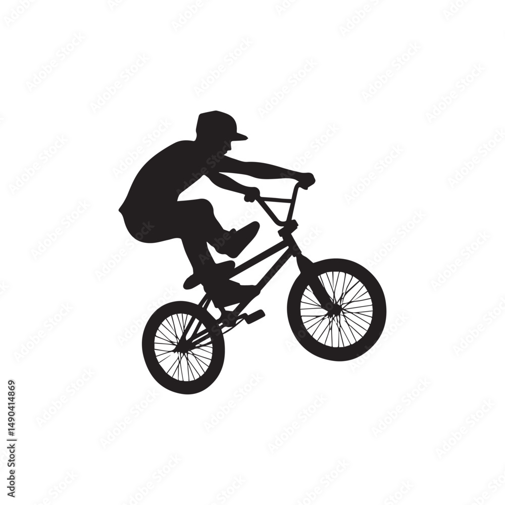 Fototapeta premium silhouette of a person playing bmx, editable vector image