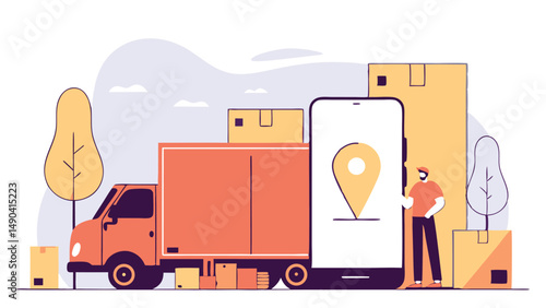 Mobile app delivery tracking service truck boxes