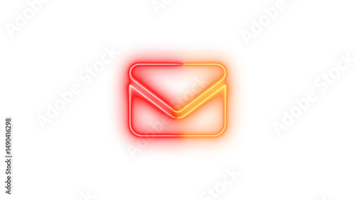 Free Download Neon envelope icon glowing with transparent background - GFXLoad