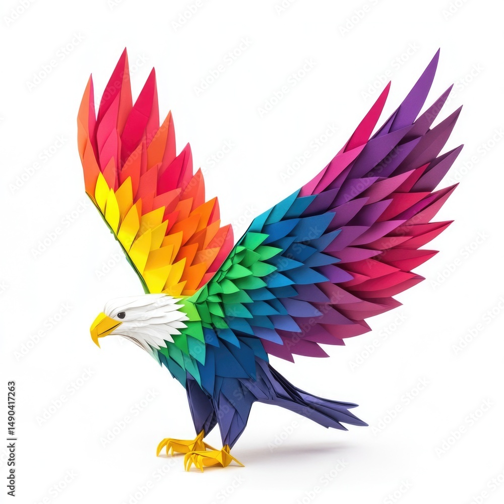 Obraz premium Colorful Rainbow Paper Eagle