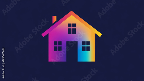 Wallpaper Mural Brightly colored home logo, ideal for brands in real estate, design, or home improvement Torontodigital.ca