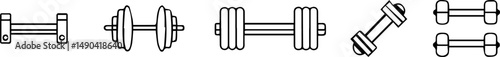 Line Art Set of Dumbbell Illustrations