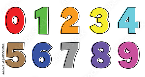 1 to 10 Solid Color Numbers