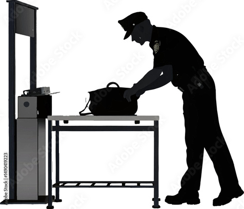 Silhouette of Security Checkpoint Inspection