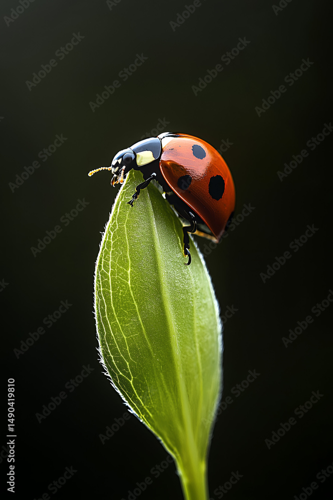 Obraz premium ladybug on green leaf
