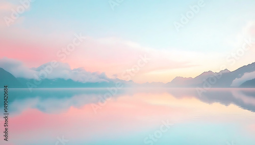 Wallpaper Mural Serene sunrise lake with mountain reflection. Torontodigital.ca