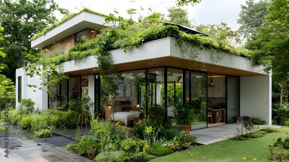 Modern Green Roof House Sustainable Architecture Lush Garden Eco Friendly Home Design Modern Green Roof House Sustainable Architecture Lush Garden Eco Friendly Home Design