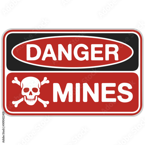 Hazardous area skull sign isolated vector illustration
