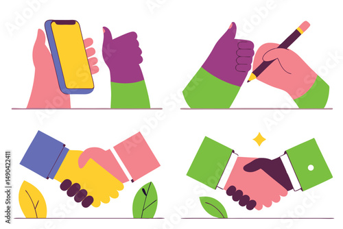 Positive business interactions hand gestures