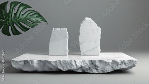 A clean set of various stones is isolated on a white table, nobody there