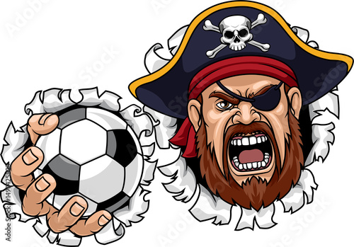 Obraz na plátně Pirate Soccer Football Ball Sports Team Mascot Man