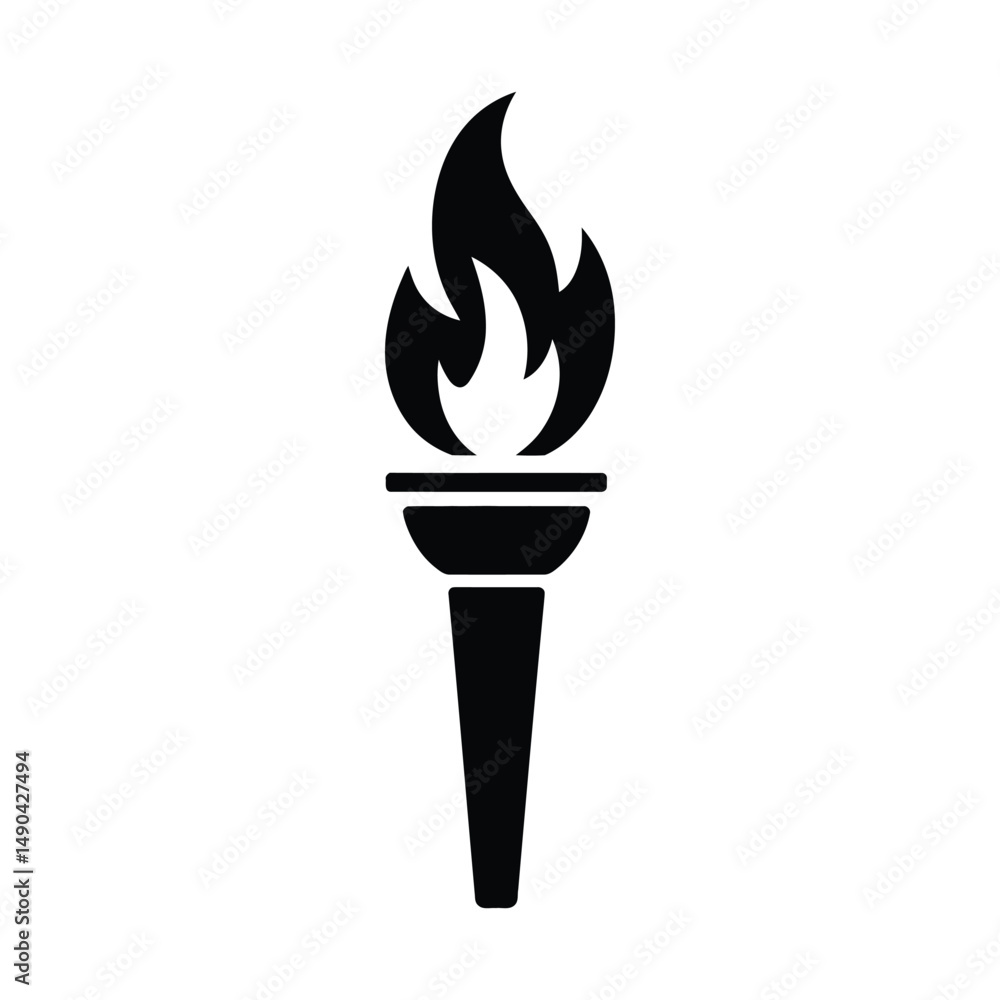 Torch Flame Silhouette Vector icon illustration Torch Flame Silhouette Vector icon illustration