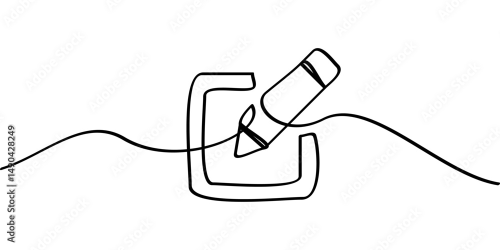Obraz premium continuous line drawing pencil symbol. abstract line art illustration