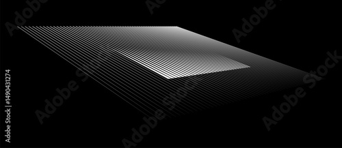 Square with lines, perspective view. Distorted  square optical illusion effect. Can be used as logo, icon, tattoo, design element.