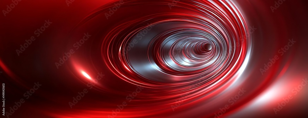 Fototapeta premium Red metallic spiral vortex. Abstract background