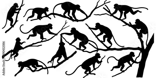 Canvas Print Monkey silhouette vector illustration 93