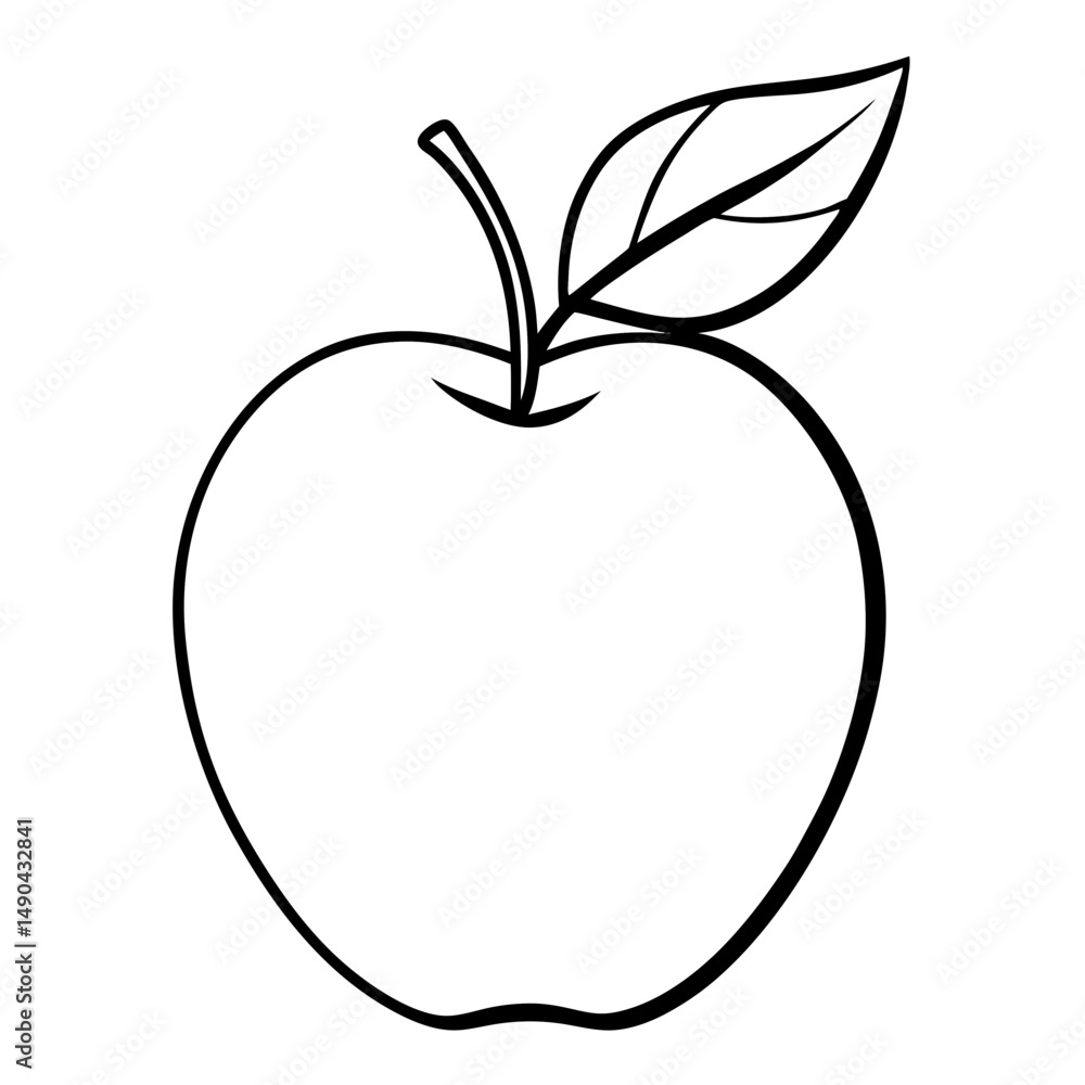 Apple Outline Drawing – Black and White Line Art for Coloring Pages Apple Outline Drawing – Black and White Line Art for Coloring Pages