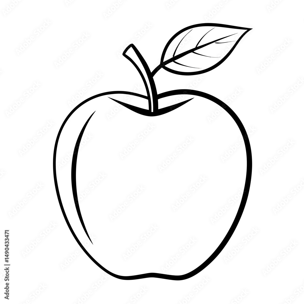 Apple Outline Drawing – Black and White Line Art for Coloring Pages Apple Outline Drawing – Black and White Line Art for Coloring Pages