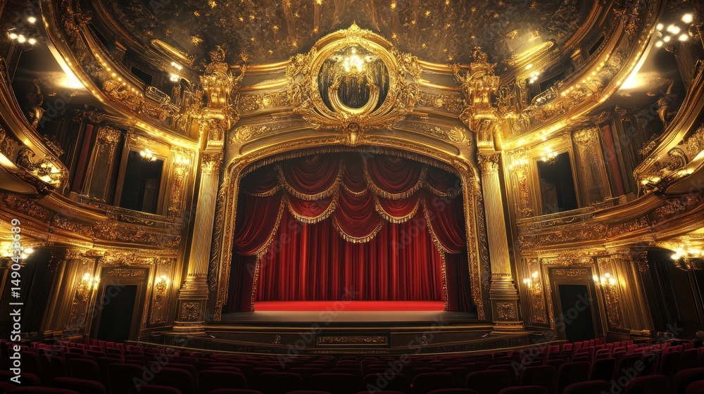Obraz premium Opulent Theater Stage: A Golden Era of Performance