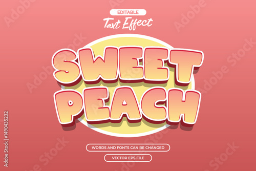 Sweet peach editable text effect with cartoon text style and cute effect