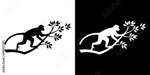 Monkey silhouette vector illustration 106