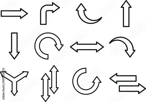Navigational Symbols: A collection of minimalistic directional arrows, offering a sleek and versatile design element for diverse visual communication needs. 