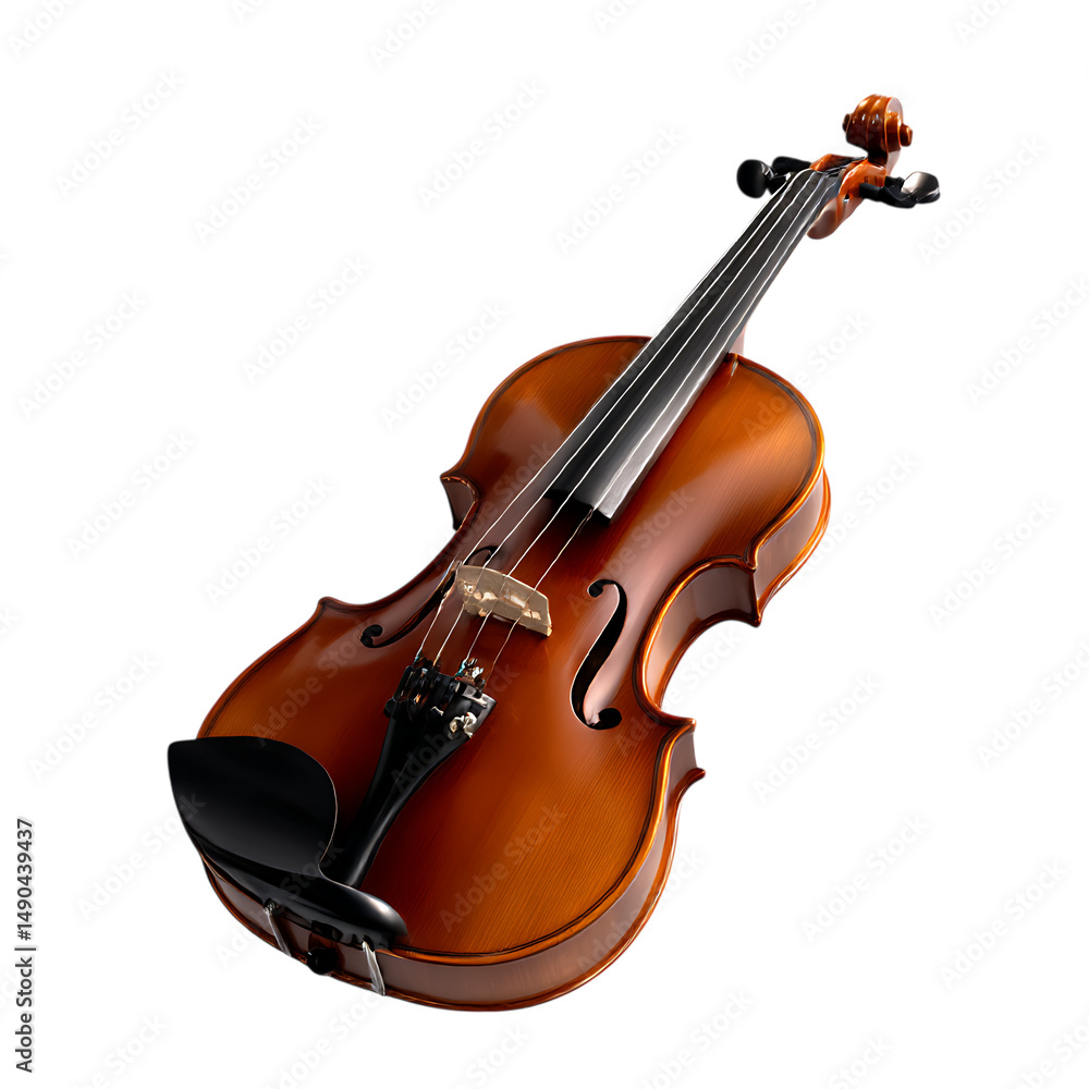 Fototapeta premium A violin is displayed against a plain png background