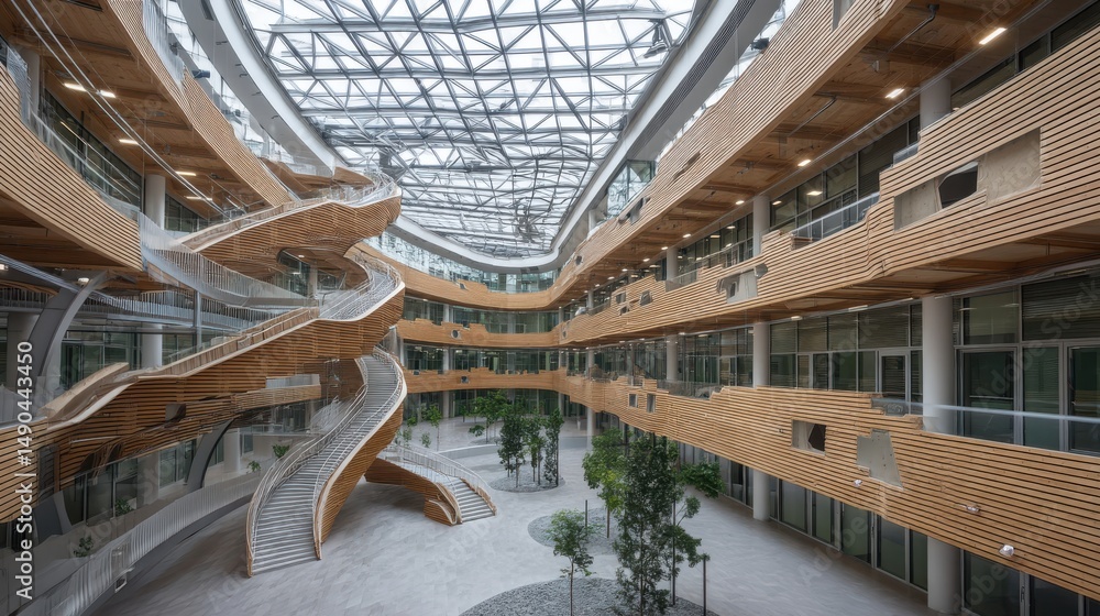 Obraz premium An innovative production hall using green technology to minimize pollution