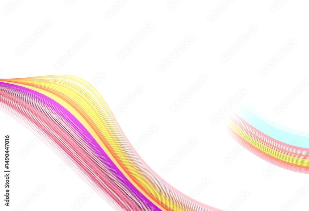 Vibrant rainbow wave lines forming a gradient pattern on white, energy, optical Vibrant rainbow wave lines forming a gradient pattern on white, energy, optical